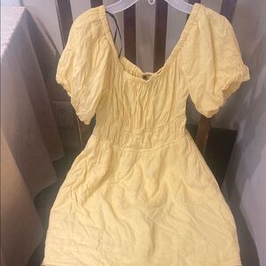 Yellow Puff Sleeve Dress